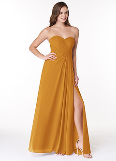 Azazie Arabella Allure Bridesmaid Dresses Butterscotch A-Line Sweetheart Neckline Chiffon Convertible Dress image5