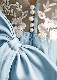 Azazie Mixie Flower Girl Dresses Sky Blue Ball-Gown Lace Dress image8