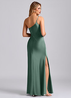 Azazie Marseli Bridesmaid Dresses Eucalyptus Mermaid One Shoulder Stretch Satin Dress image2