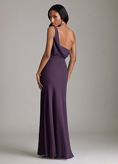 Azazie Madelyn Bridesmaid Dresses Plum Mermaid One Shoulder Chiffon Convertible Dress image10