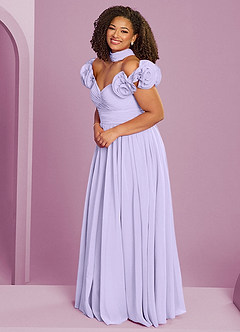 Barbie ♥ Azazie Robes de demoiselle d'honneur Robe Trapèze Convertible en Mousseline de soie Épaule décolletée Lilas image14