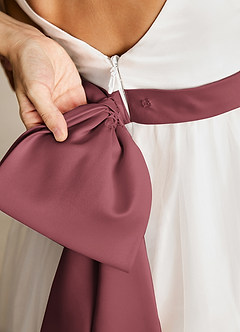 Azazie Lea vestidos de niña de las flores Vestido de Rosa Del Desierto de Tul de Corte En A con Tirante Espagueti image5
