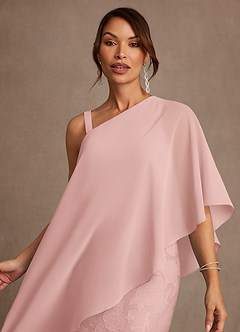 Azazie Wilma Mère de la mariée Robes Robe Fourreau en Blumen-Burnout Une épaule Rose Poudré image5