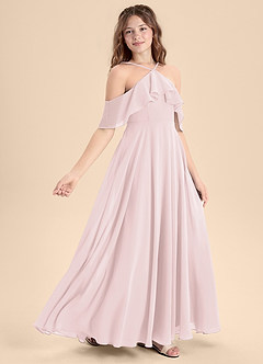 Azazie Tessabelle Junior Vestido de Rosa Rubor de Gasa de Corte En A con Vestidos sin tirantes image3