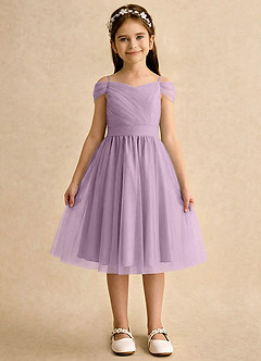 Azazie Lila Girls Formal Flower Girl Dresses Wisteria A-Line Off the Shoulder Tulle Dress image1