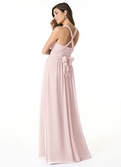 Azazie Olani Bridesmaid Dresses Blushing Pink A-Line Off the Shoulder Chiffon Convertible Dress image3