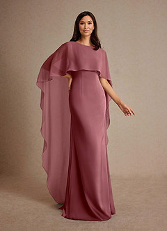 Azazie Milfred Mother of the Bride Dresses Desert Rose Sheath Boatneck Stretch Satin Dress image3