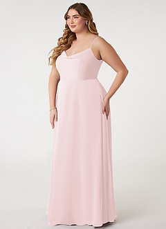 Azazie Daenerys Bridesmaid Dresses Blushing Pink A-Line Cowl Chiffon Dress image10