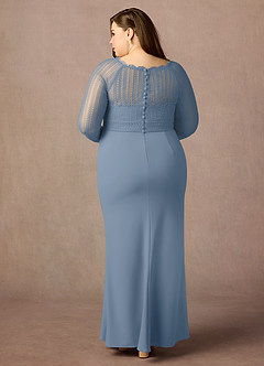 Azazie Peggy vestidos de madre de la novia Vestido de Azul Polvoriento de Encaje de Recto image8