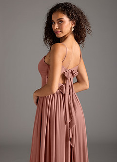 Azazie Zeya Bridesmaid Dresses Cedar Rose A-Line Pleated Mesh Dress image6