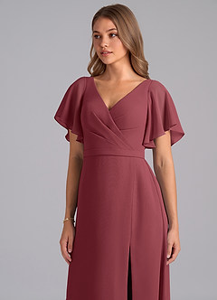 Azazie Ambrosia Brautjungfernkleider A-Linie Plissee Chiffon Kleid Merlot image7