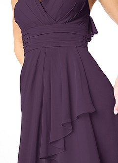 Azazie Aviv Robes de demoiselle d'honneur Robe Trapèze en Mousseline de soie Plissée Prune image4