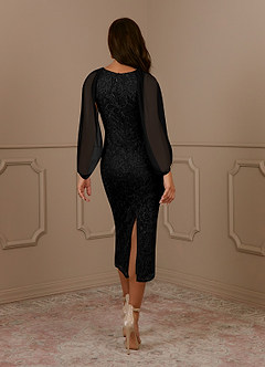 Azazie Mya Mother of the Bride Dresses Black Sheath Scoop lace Lace Dress image2