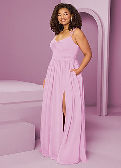 Barbie ♥ Azazie Bridesmaid Dresses Candy Pink A-Line Pleated Chiffon Dress image10