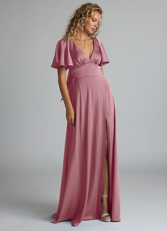 Azazie Kimber Bridesmaid Dresses Vintage Mauve A-Line Ruched Stretch Satin Dress image4