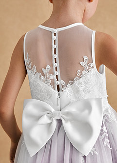 Azazie Bitsy Flower Girl Dresses Ivory Wisteria A-Line Lace Tulle Dress image5