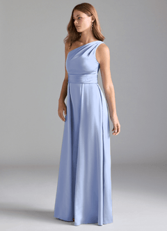 Azazie Dallas Vestidos de damas de honor Vestido de Hielo de Satén Elástico de Corte en A con Hombro unilateral image5