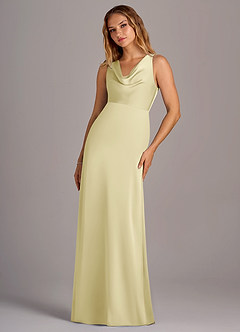 Azazie Wrenlee Bridesmaid Dresses Lemon Sorbet A-Line Stretch Satin Dress image5