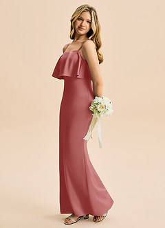 Azazie Galene Junior Robe Sirène en Satin extensible Antique Rose image1
