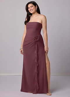 Barbie ♥ Azazie Bridesmaid Dresses Sangria Sheath Strapless Chiffon Convertible Dress image10