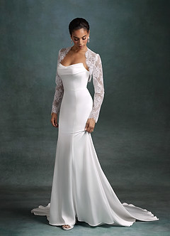 Azazie Tessa Wedding Dresses Diamond White Mermaid Strapless Stretch Satin Dress image7