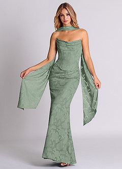 Azazie Sorrel Bridesmaid Dresses Matcha Mermaid Corset Floral Burnout Convertible Dress image1