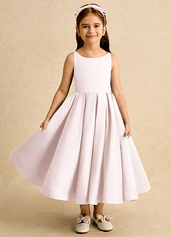 Azazie Babs Blumenmädchenkleider Ballkleid Plissee Matte Satin Kleid Zartrosa image2