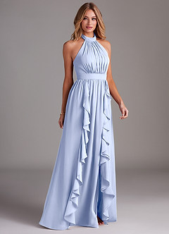 Azazie Avary Bridesmaid Dresses Ice A-Line Pleated Chiffon Dress image5