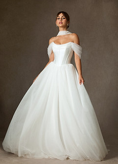 Azazie Adalyn Wedding Dresses Diamond White Ball-Gown Tulle Dress image3