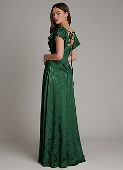 Azazie Keya Bridesmaid Dresses Forrest Green Jacquard A-Line Ruched Jacquard Dress image4