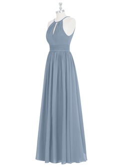 Azazie Cherish Bridesmaid Dresses Dusty Blue A-Line Pleated Chiffon Dress image8