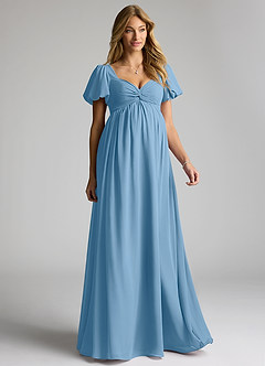 Azazie Madisynn Maternity Bridesmaid Dresses Bow Chiffon Floor-Length Dress image7