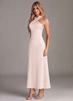 Azazie Doretta Bridesmaid Dresses Blushing Pink Mermaid Pleated Stretch Satin Dress image4