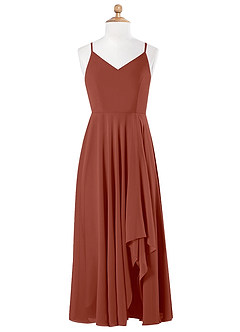Azazie Collette Junior Auburn A-Line Ruched Chiffon Dress image5