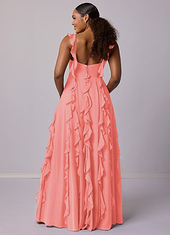 Barbie ♥ Azazie Bridesmaid Dresses Coral A-Line with Pockets Chiffon Dress image11