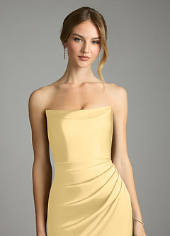 Azazie Leonis Brautjungfernkleider Wandelbar Meerjungfrau-Linie Plissee Stretch-Satin Kleid Butter image4