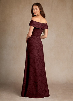 Azazie Medford vestidos de madre de la novia Vestido de Cabernet de Devorado Floral de Corte En A con Vestidos sin tirantes image3
