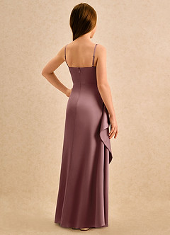Azazie Cannoli Girls Formal Vintage Mauve ALine Pleated Stretch Satin — free download