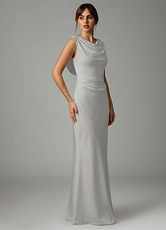 Azazie Kieryn Šaty pro družičky Mořská panna Plisovaný Strečový satén Délka podlahy Šaty image4