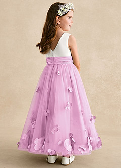 Azazie Vi Blumenmädchenkleider A-Linie ärmellos Tüll Kleid Bonbonrosa image4
