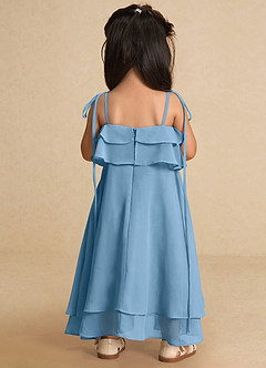 Azazie Temi Flower Girl Dresses Steel Blue A-Line Spaghetti Strap Chiffon Dress image9