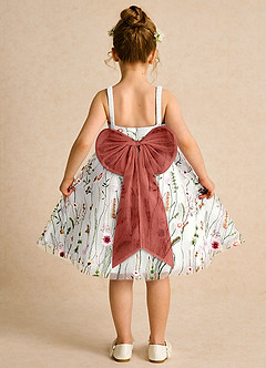 Azazie Peppa Flower Girl Dresses Ivory Terracotta A-Line Sweetheart Neckline Tulle Dress image2