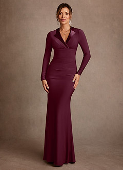 Azazie Syracuse Abiti per la Madre della Sposa Abito Tubino in Maglia Lussuosa Plissettato Cabernet image1