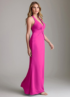 Azazie Valerie Bridesmaid Dresses Fuchsia Mermaid Pleated Chiffon Dress image4