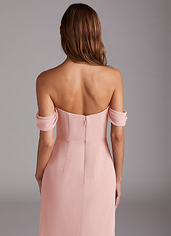 Azazie Saige Bridesmaid Dresses Powder Pink A-Line Off the Shoulder Chiffon Convertible Dress image6
