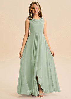 Azazie Mannie Junior Linia A Pofałdowany Szyfon Asymetryczny Młodsza druhna Sukienka image3