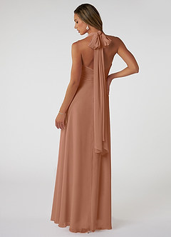 Azazie Fifi Robes de demoiselle d'honneur Robe Trapèze Convertible en Mousseline de soie Sans bretelle Bronze image3