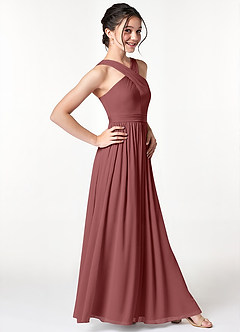 Azazie Jiya Junior Amethyst A-Line Pleated Mesh Dress image3