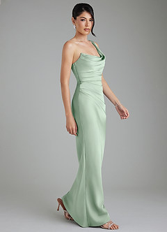 Azazie Sabrina Bridesmaid Dresses Agave Mermaid Corset Stretch Satin Dress image9