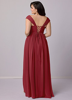 Barbie ♥ Azazie Bridesmaid Dresses Pomegranate A-Line Corset Chiffon Dress image10
